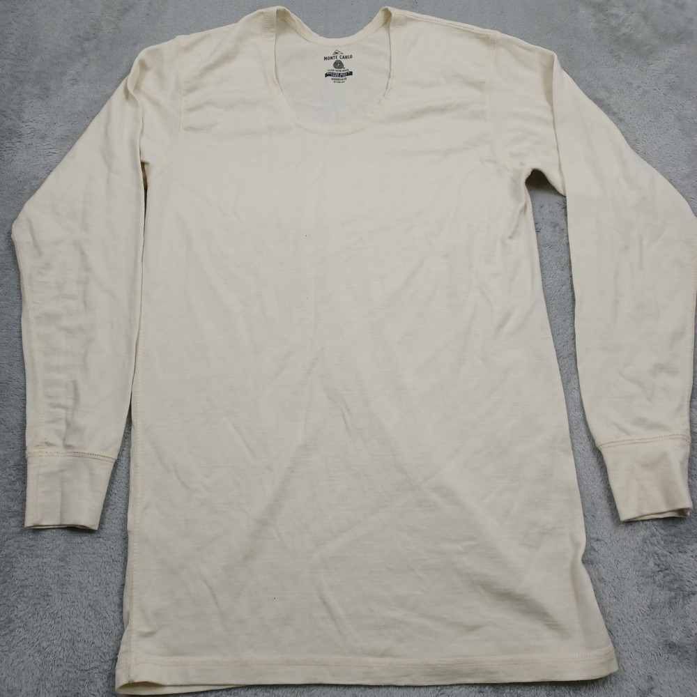 Monte Carlo Shirt Mens Medium Beige Wool Long‎ Sleeve Casual